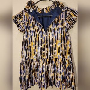 Carter Lynn Calter, Aurora Women's Top Size Medium Colorful Watercolor Drizzle